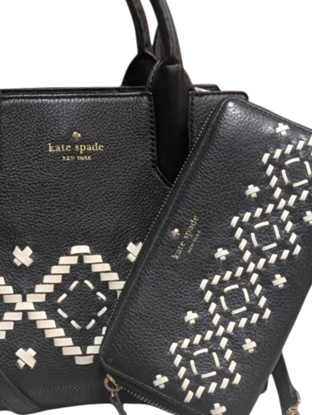 Kate Spade New York Flynn Street Meriwether black Satchel bag tote & zip wallet